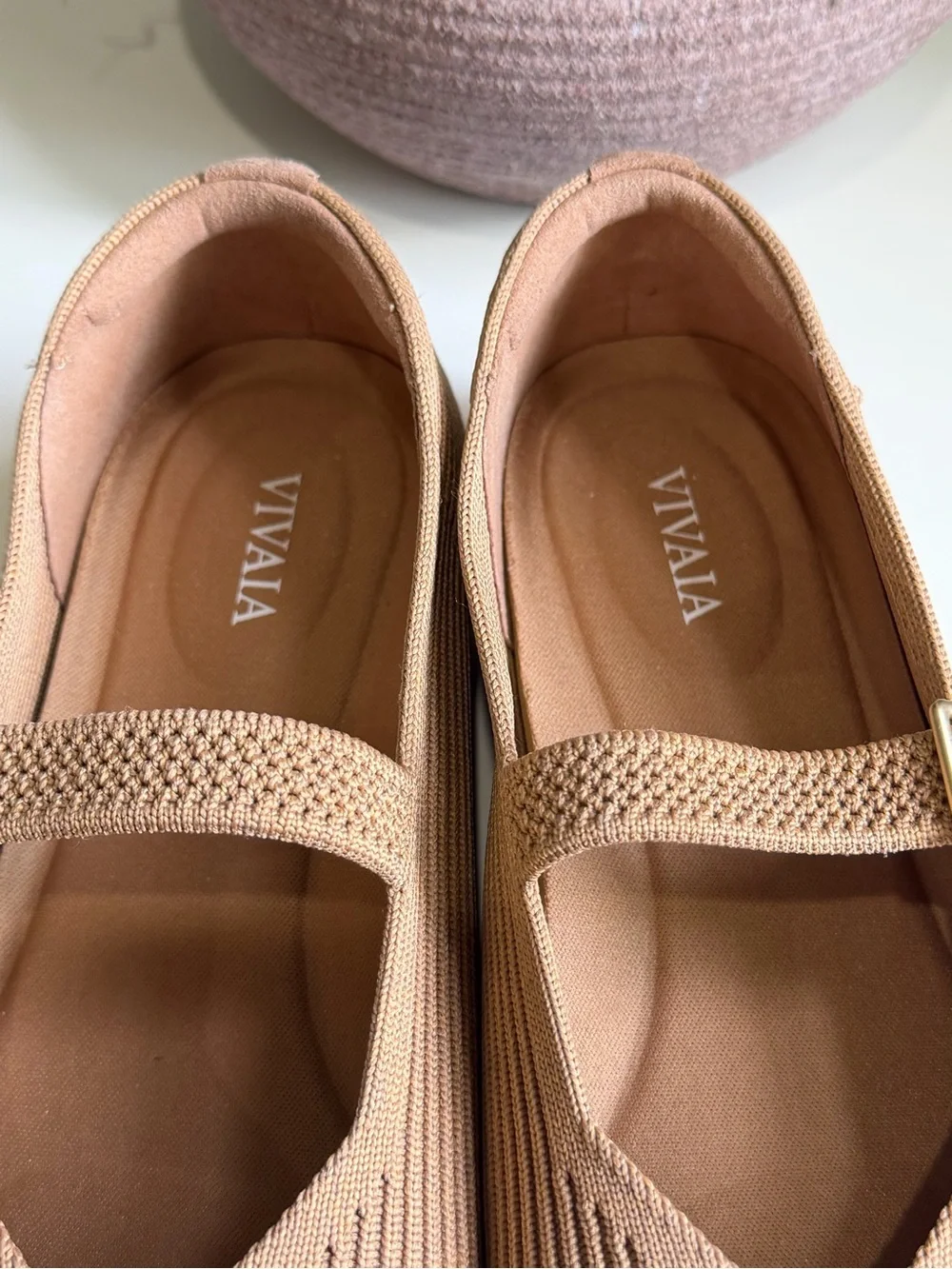 VIVAIA Margot Mary Jane Square Toe Flats - Nutmeg / Beige (Size EU 37 / US 6.5)